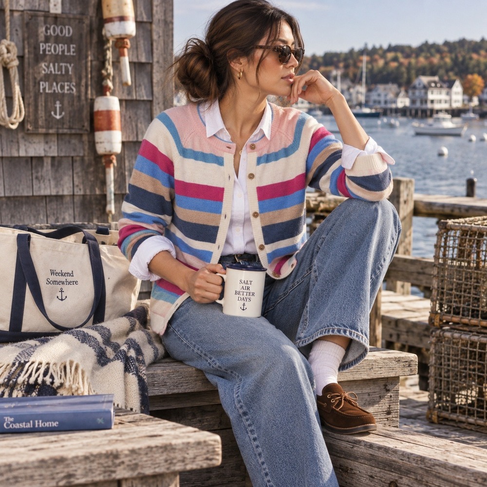White Stuff Womens Striped Organic Cotton Cardigan Sweater Multicolor Size US 6